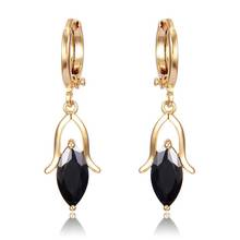 MxGxFam New Arrivals Flower Bud Black Zricon Drop Earrings For Charming Women Fashion Jewelry New Design Good Quality 2024 - buy cheap