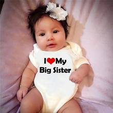 Engraçado eu amo minha irmã impresso bebês macacão roupas recém-nascidos algodão corpo do bebê menina menino macacão bodysuit 0-24m bebê onesie 2024 - compre barato