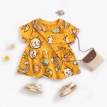 Sanluprato vestido bebê verão crianças meninas fofo desenho animado moda manga curta roupas de criança 2024 - compre barato