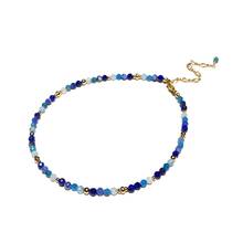 Lii ji gradiente azul pedra pulseira de tornozeleira pedra natural lapis lazuli sodalite apatite aquamarine 14k ouro enchido jóias 24 + 5cm 2024 - compre barato
