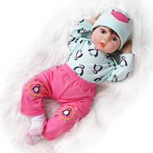 55cm Reborn Baby Doll Child Birthday Gifts Special Girl Toy Cute Kids Doll Alive Silicone Vinyl Light Green and Dark Pink Outfit 2024 - buy cheap
