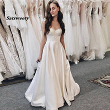 Vestido de noiva elegante, com laço, branco, marfim, de volta, com renda, para noivas 2024 - compre barato