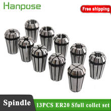 Free shipping Top standard quality ER20 collet set 13pcs from 1 mm to 13 mm for CNC milling lathe tool and spindle motor 2024 - buy cheap