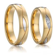 Парные обручальные кольца для мужчин и женщин, влюбленные velantines alliance, 1 пара, позолоченные ювелирные изделия из 18-каратного золота, кольцо marraige 2024 - купить недорого