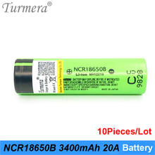 Bateria de lítio recarregável turmera, bateria 100% original ncr18650b 18650 v 3.7 mah 20a para chave de fenda lanterna 10 peças 2024 - compre barato