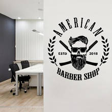 Barber vinyl sticker Personalised Barber Shop Man Salon Haircut Beard Face Tools Logo Salon wall decal murals E312 2024 - buy cheap