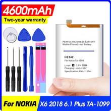 Batería de teléfono inteligente HE342 HE 342, 4600mah, para Nokia X6 2018 6,1 Plus Ta-1099 2024 - compra barato