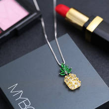 30% Silver Plated Sweet Pineapple Crystal Female Pendant Necklaces Wholesale Jewelry Women Short Chains Never Fade Gift 2024 - buy cheap