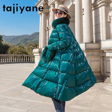 Tajiyane/зимние пальто и куртки для женщин, белый пуховик на утином пуху, Женская парка с воротником из натурального Лисьего меха, женское длинное пальто Casaco TN1165 2024 - купить недорого
