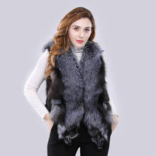 Chaleco de piel de zorro auténtica para mujer, chaqueta cálida 100% Natural, sin mangas, a la moda, de invierno 2024 - compra barato