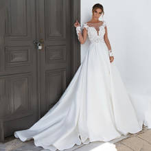 Очаровательное винтажное свадебное платье, кружевное свадебное платье с 3D цветами и длинным рукавом, атласное сказочное платье принцессы невесты с открытой спиной, 2021 2024 - купить недорого
