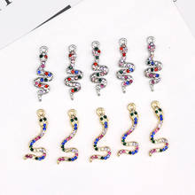 4pcs New Fashion Colorful Rainbow Rhinestone Snake Earring Connector Charms Small Animal Bracelet Necklace Pendant  Jewelry Make 2024 - buy cheap