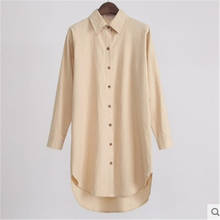 Blusa informal holgada de manga larga para mujer, Camisa lisa, color blanco, 2021 2024 - compra barato