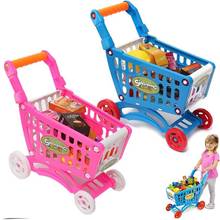 1Set Kids Simulation Supermarket Shopping Cart Mini Trolley With Fruit Vegetable 2024 - buy cheap