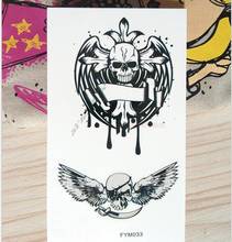 wing skull tattoo Waterproof Temporary Body Art Arm Shoulder Chest Skull Wing Tattoo Sticker Women/Men Hot Sale 2024 - buy cheap