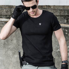 Camiseta com gola redonda para homens, camiseta slim elástica de manga curta para o verão, camiseta tática estilosa e respirável 2024 - compre barato