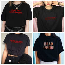 Camiseta con estampado de letras de Dead Inside, ropa de estética, Grunge, gótico, ropa de Tumblr 2024 - compra barato
