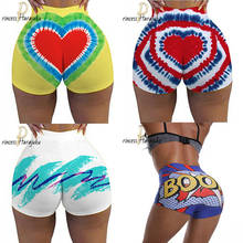 Shorts com estampa em forma de coração, estética, colorida, de verão, feminina, sexy, slim, fitness, cintura alta, casual, streetwear 2024 - compre barato