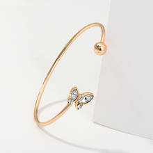 Requintado cristal zircão borboleta abertura pulseira elegante feminino casamento pulseira de ouro acessórios charming menina jóias presente 2024 - compre barato