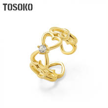 TOSOKO Stainless Steel Jewelry Ins Peach Heart Love Zircon Ring Adjustable Index Finger Ring Female Sweet Ring BSA152 2024 - buy cheap