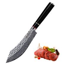 BIGSUNNY 7inches Butcher Knife Super Damascus Steel Peeling Knife Vacuum Treated Meat Knife Hammered Finish Chinese Cleaver 2024 - buy cheap