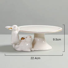 Ceramic Tableware Fruit Plates White Rabbit Storage Tray Cartoon fox bowl Snack Dessert Ceramic Plate Decoration Jewelry Tray 2024 - buy cheap