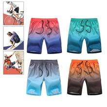 Men Summer Swim Trunks Quick Dry Gradient Contrast Color Printing Drawstring Waist Beach Shorts Boardshorts M-3XL 2024 - buy cheap