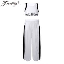 2Pcs Kids Girls Sports Suit Fitness Yoga Tracksuit Sleeveless Letters Print Crop Top High Waist Pants Set for Sport Hiphop Dance 2024 - buy cheap