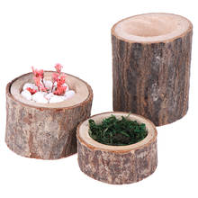 Wood Flowerpot For Succulent Planter Candle Stand Set Creative Wooden Bark Candlestick Indoor Flower Pot Decoration Ornament 2024 - buy cheap