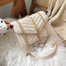 Elegant Female Flap Square Bag 2021 Fashion New Quality PU Leather Women's Designer Handbag Tassel Chain Shoulder Messenger Bag 2024 - buy cheap