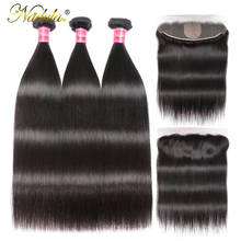 Nadula Straight Hair Bundles Deals With Lace Frontal 28 30 Inch Straight Human Hair With Frontal Peruvian Hair Silk Base Closure 2024 - buy cheap