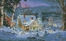 COTTON  Beautiful Lovely Counted Cross Stitch Kit Winter's Hush Silence Hivernal Hill House Winter Snow Night dim 08862 2024 - buy cheap