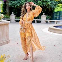 BOHO INSPIRED yellow floral cut-out waist boho dress long sleeve chiffon summer dress boho beach dress women bohemian dress 2024 - buy cheap