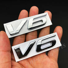 2x metal chrome v6 vntage carro tronco bagageira fender emblema adesivo decalque 2024 - compre barato