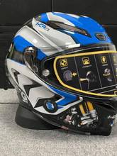 Новое поступление полный уход за кожей лица мотоциклетный шлем сине-белые мотоциклетных шлемов гоночный мотоцикл для верховой езды шлем, одобренный ECE 2024 - купить недорого