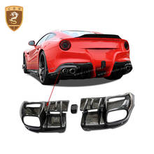 Real Carbon Fiber Rear Lip Diffuser Spoiler Case for Ferrari F12 Berlinetta Fins Shark D Style Skid bumper Plate 2024 - buy cheap