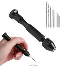 Hot Micro Aluminum Hand Drill Keyless Chuck + 10pcs Twist Drills Rotary Tools 2024 - buy cheap