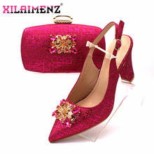 High Quality 2020 INS Design Italian Ladies Party Matching Shoes and Bag Set in Fuchsia Color African Women Shoe and Bag 2024 - buy cheap