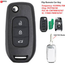 KEYECU Flip Remote Car Key With 3 Button 433MHz PCF7961M VAC102 Blade - FOB for Renault Kadjar Captur Megane 3 Symbol CWTWB1G767 2024 - buy cheap
