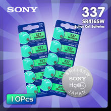 Lote de 10 unidades de pilas de óxido de plata para reloj Sony Original, 1,55 V, 337 SR416SW, LR416 337 SR416SW, hecho en Japón 0% Hg 2024 - compra barato