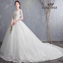 Wedding Dress 2020 New Fashion Sexy V Neck Sweep train Lace Appliques Half Sleeve Bridal Gown Vestido De Novias Custom plus size 2024 - buy cheap