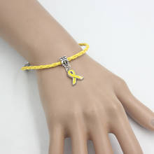 Pulsera de Endometriosis, brazalete con abalorios de cinta amarilla, joyería de concientización para el Centro del Cáncer, regalos de base, novedad, venta al por mayor 2024 - compra barato