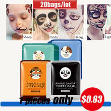 Máscara facial de panda e tigre, 20 pçs, hidratante profundo, folha, controle de óleo, hidratação, animal fofo, máscara coreana 2024 - compre barato