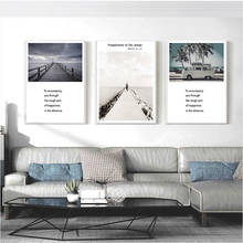 YUMEART Scandinavian Wood Bridge and Car Coastal Canvas Art Poster Nordic Landscape Canvas Painting Wall Picture for Living Room 2024 - buy cheap