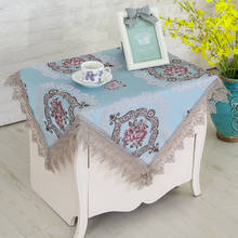 High-grade Europen Style Elegant Flower Rectangular Tablecloth Modern Cotton Lace Pink Tablechoth Grey Cover 2024 - buy cheap