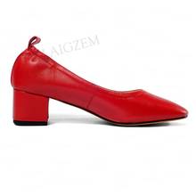 Laigz sapatos femininos de couro legítimo, calçados de salto grosso confortável para escritório tamanho 33 38 41 42 2024 - compre barato