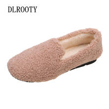 Winter Women Flat Shoes Short Plush Warm Loafers Slip On Female Fashion Casual Ladies Rubber Comfortable Round Toe 2024 - buy cheap