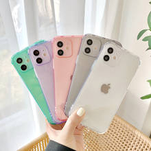 Capa transparente de celular gimfun, capa de celular à prova de choque com proteção de lente para iphone 12 11 pro max x xr xsmax 7 8 plus, capa macia de tpu em cores doces 2024 - compre barato