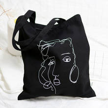 Abstract Women Face Print Tote Bag Ladies Canvas Eco Reusable Shopping Bags Casual Graphic Funny School Travel Bag Drop Shipping 2024 - buy cheap