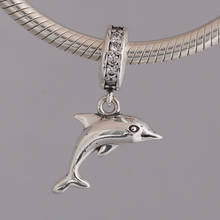 S925 Silver Pendant DIY Jewelry Playful Dolphin Dangle Charm fit Lady Bracelet Bangle Lady Gift 2024 - buy cheap